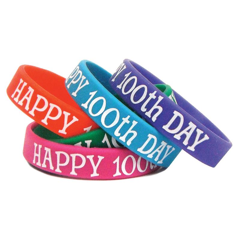 Happy 100th Day Wristband Pack, 10/pkg