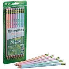 Ticonderoga Pencils, Wood-Cased, Pre-Sharpened, 2 HB Soft, Pastel, 10 Count